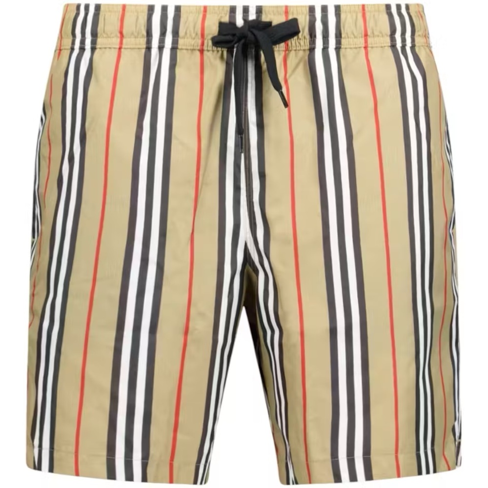 Burberry Beige Striped Swim Trunks